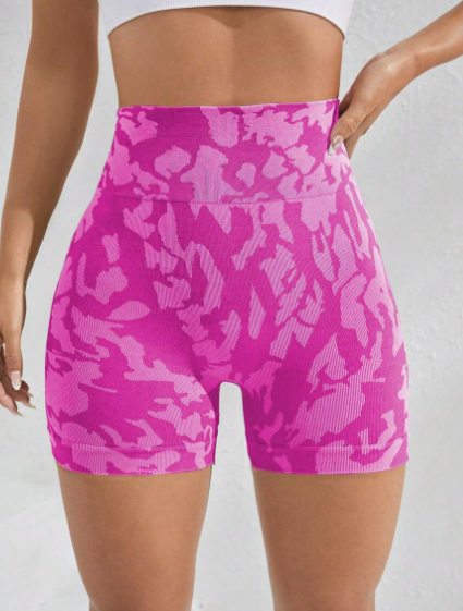 Yoga Trendy Shorts deportivos con estampado de camuflaje de cintura ancha