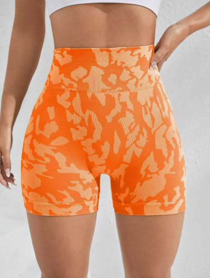 Yoga Trendy Shorts deportivos con estampado de camuflaje de cintura ancha